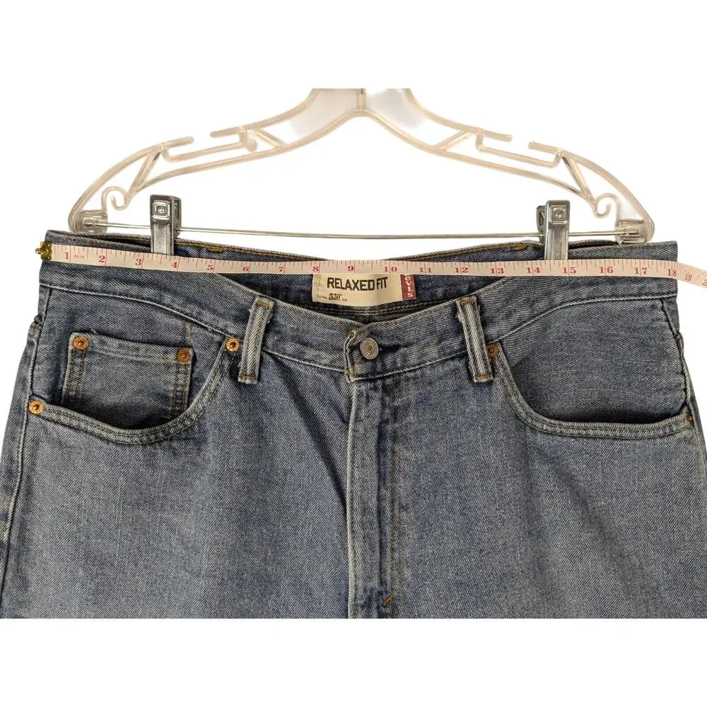 Levis 550 Jeans Relaxed Fit 36x31 Blue Tapered Denim Y2K Distressed Medium Wash